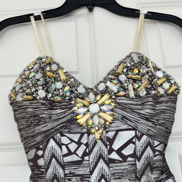 Morilee by Madeline Gardner Beaded Cocktail Dress Geometric Sequin Bodycon S - Picture 3 of 14